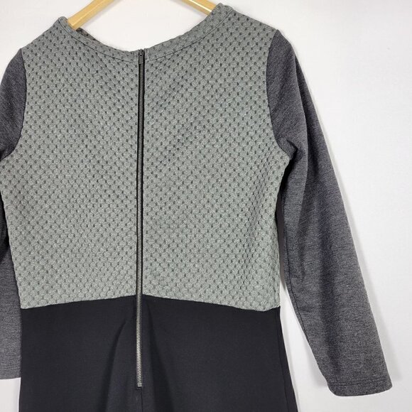 Ann Taylor Loft Women's Quilted 3/4 Sleeve Grey Dress Size 8 - Picture 8 of 13